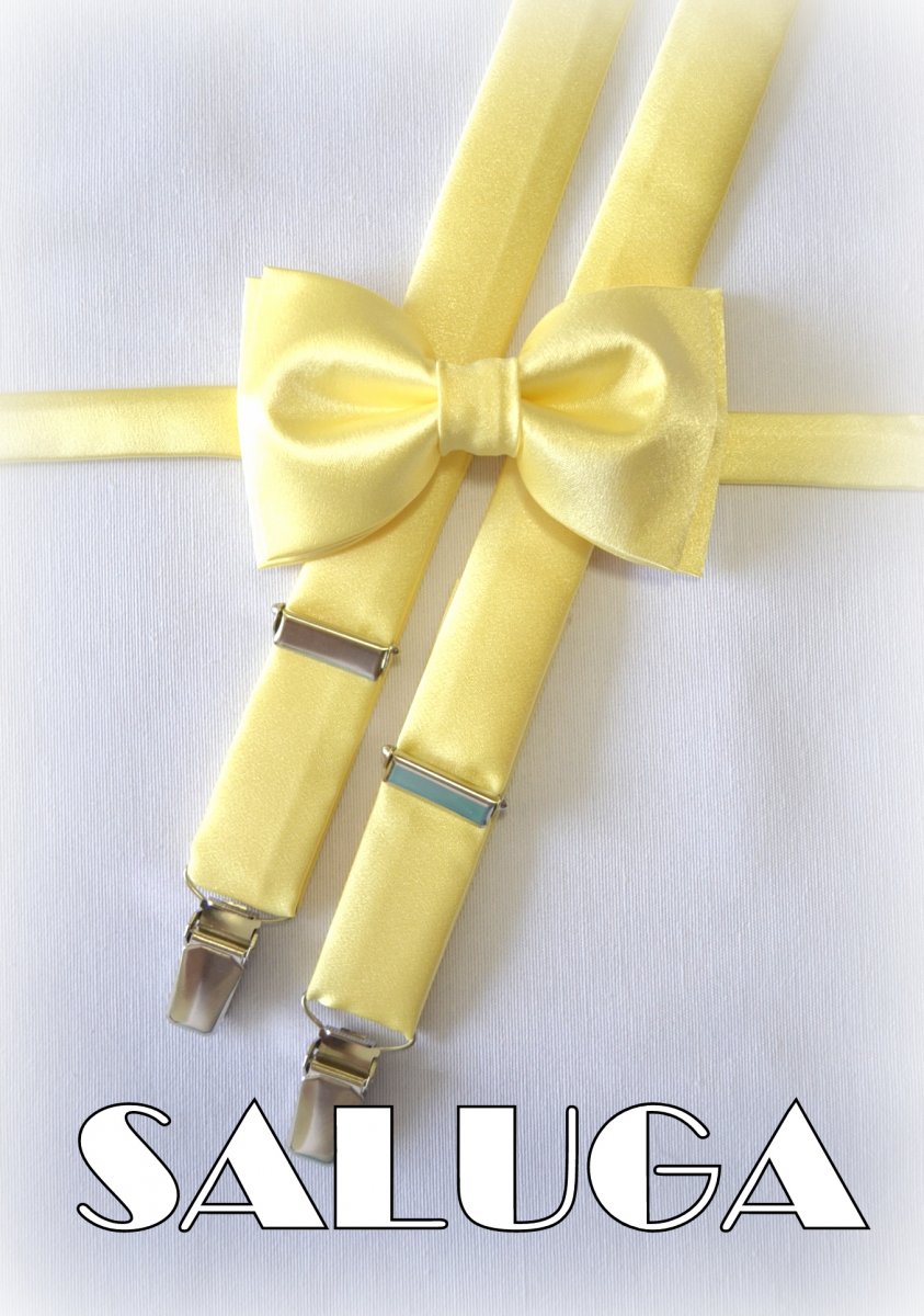 Pánský set motýlek + šle, žlutý