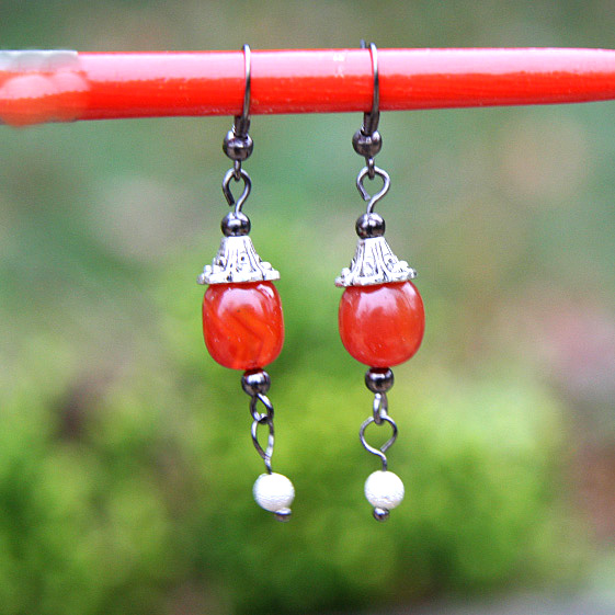 Náušnice 8mm - Achát Červený...