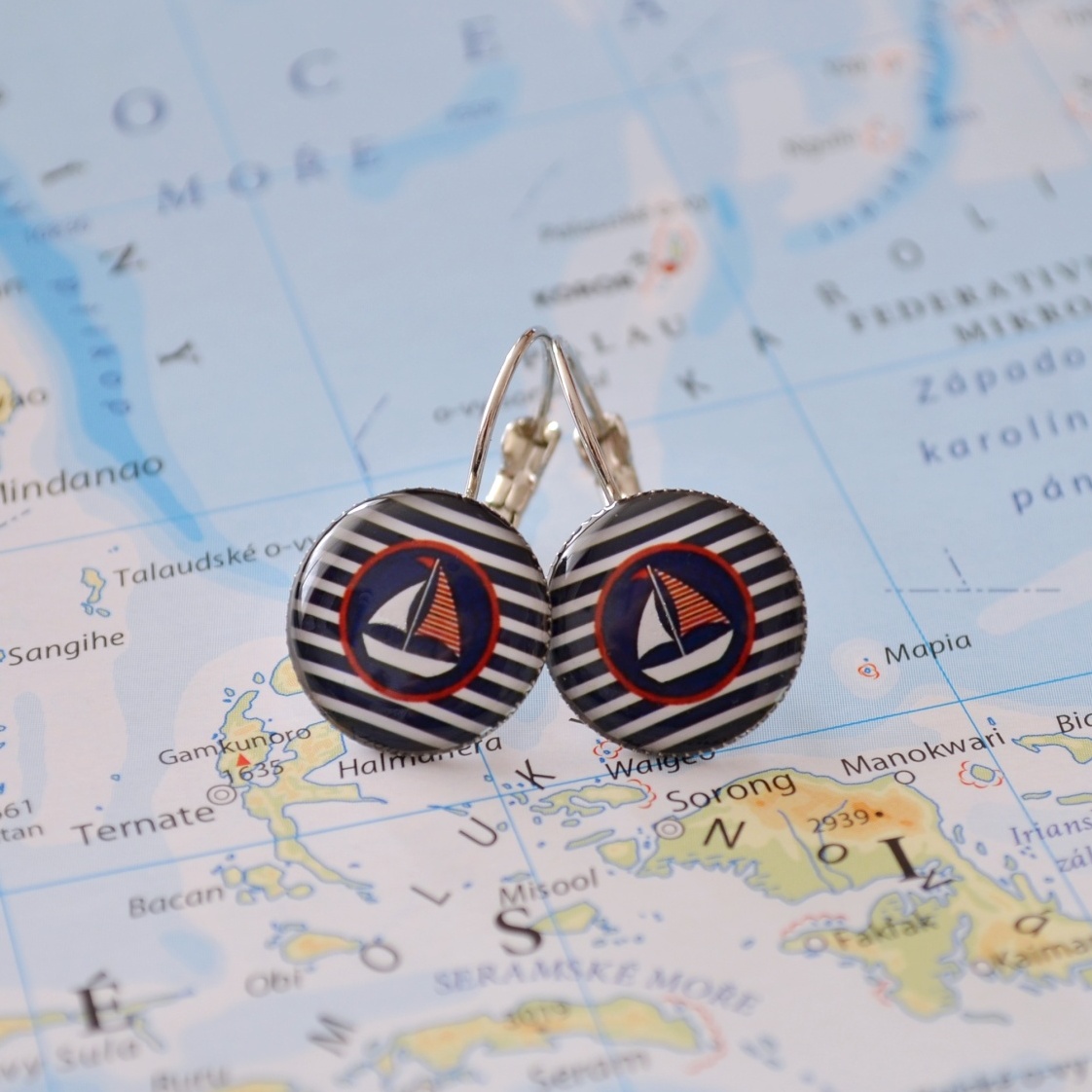 Loďka, námořnické/vodácké závěsné náušnice