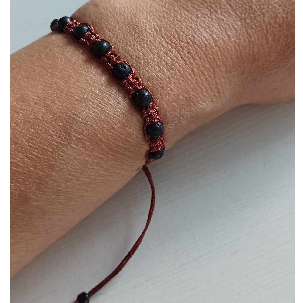 Náramek Shamballa - Lávový kámen