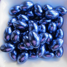 plastové voskované korálky - oliva modrá 12x18 mm  sada 10 kusů