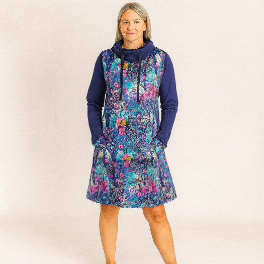 Mikinové šaty s kapucí - tajemný les (teplákovina)