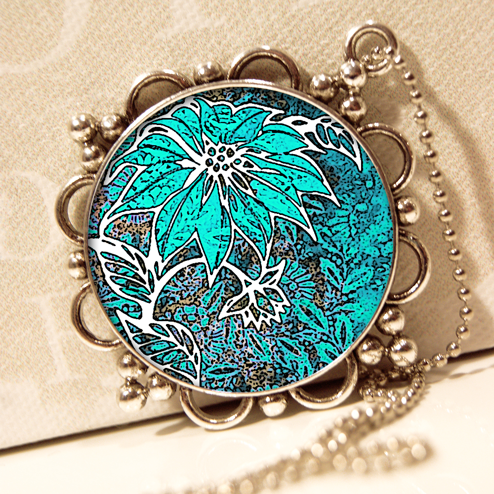 Tyrkysový květ - Ozdobný přívěsek na krk 