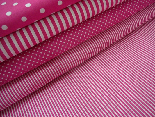 Bavlněná látka - metráž - bílý proužeček na fuchsiové - š. 150 cm