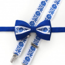 Pánské set motýlek + šle folkový, folklorní,lidový modrý