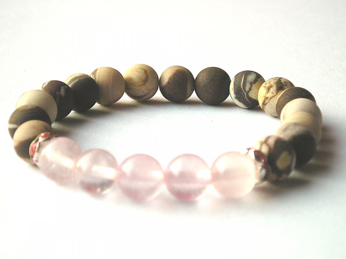 Náramek z jaspisu a růženínu..energie a láska
