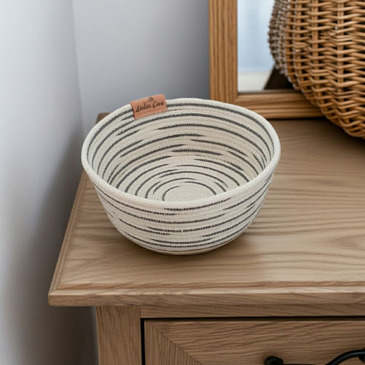 Šitá miska ecru s šedou