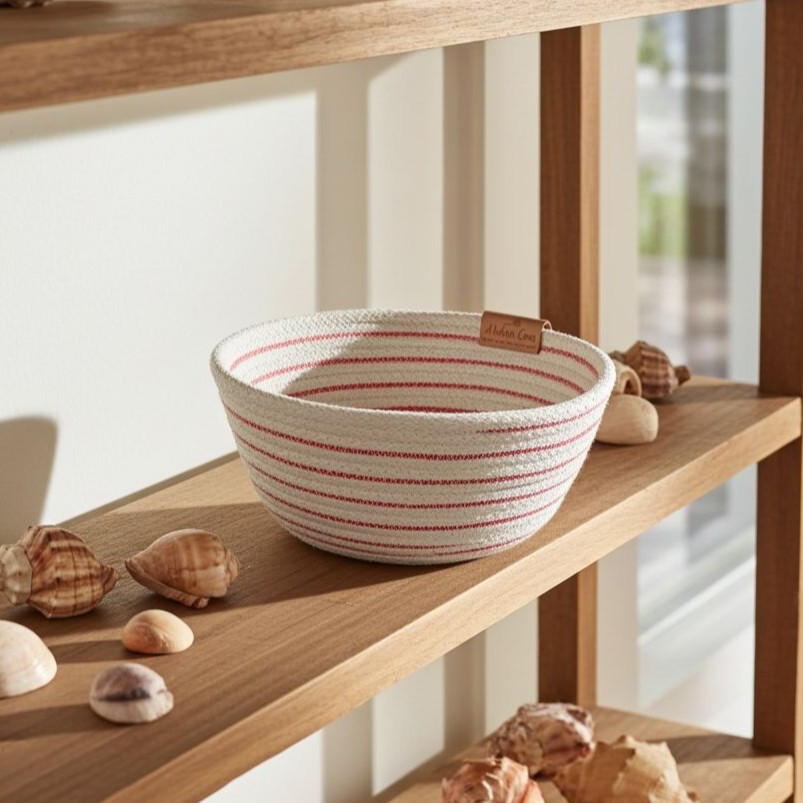 Šitá miska ecru s tm. růžovou