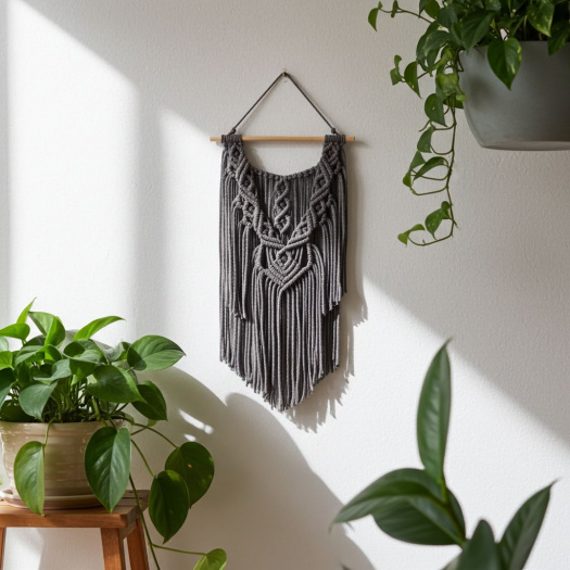 Macramé dekorace - mokka