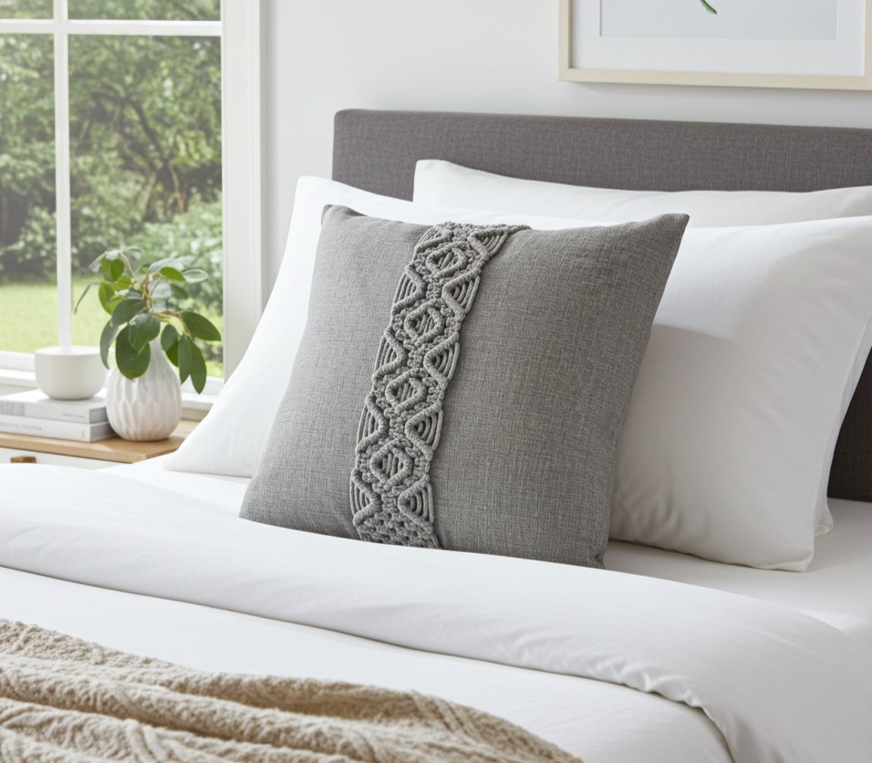 Polštář s macrame aplikací