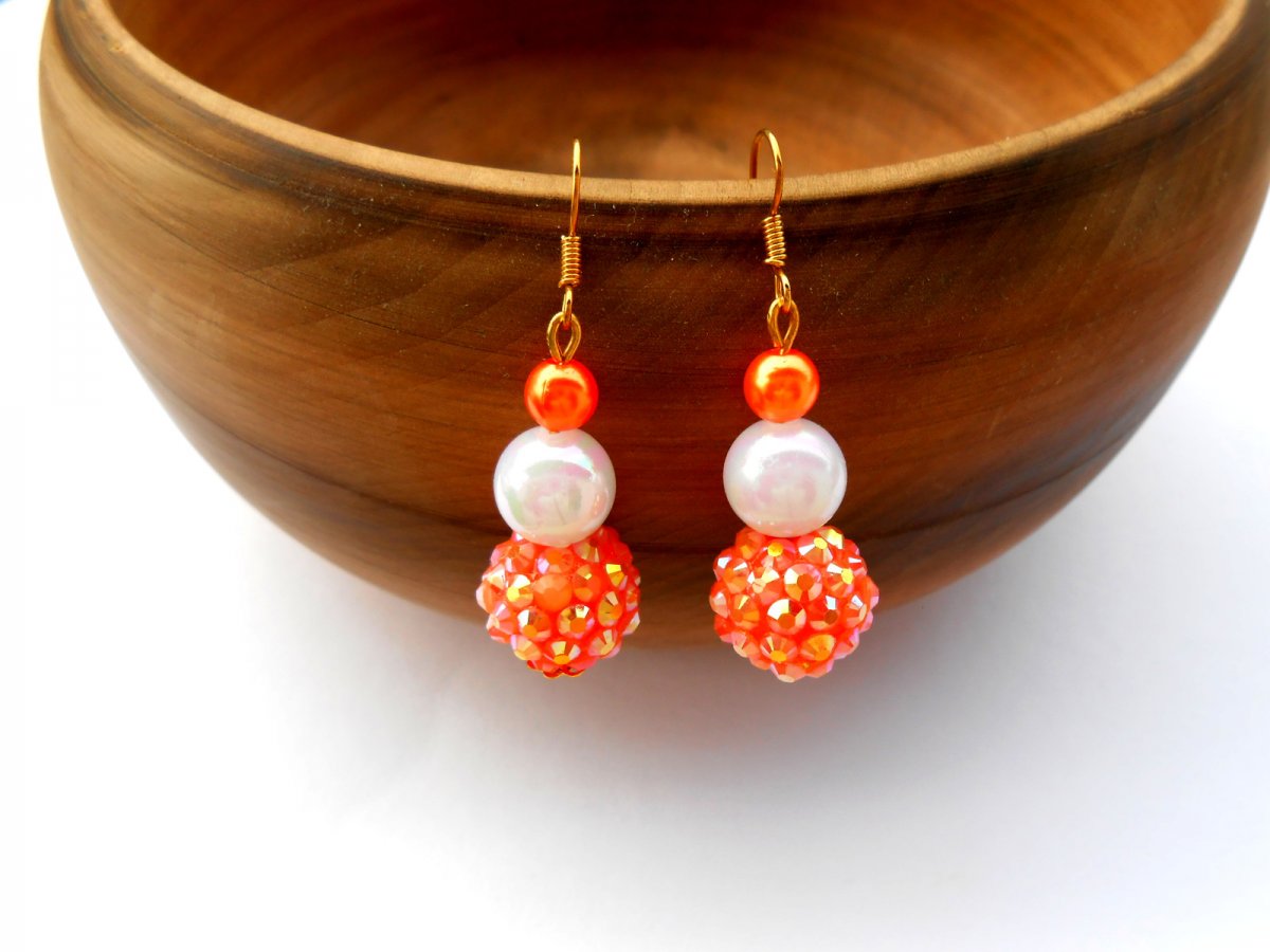 Náušnice oranžové AB efekt (20/16)