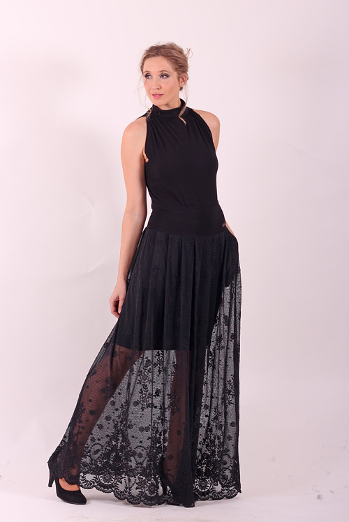 Dlouhá krajková sukně s bordurou