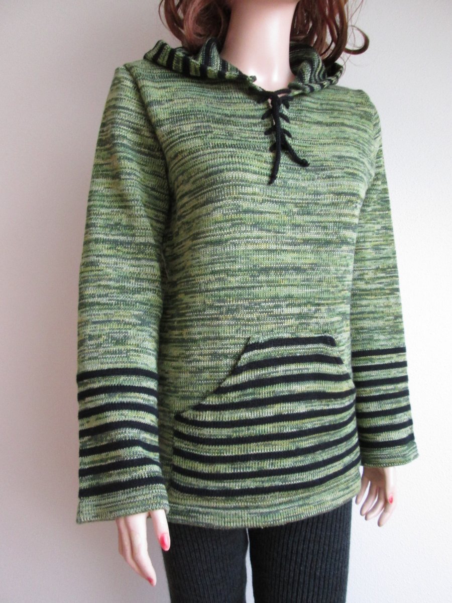 Pletená mikina - zelený melír