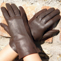 Hnědé kožené rukavice s hedvábnou podšívkou