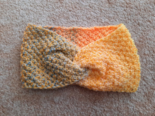 dámská pletená čelenka oranžová