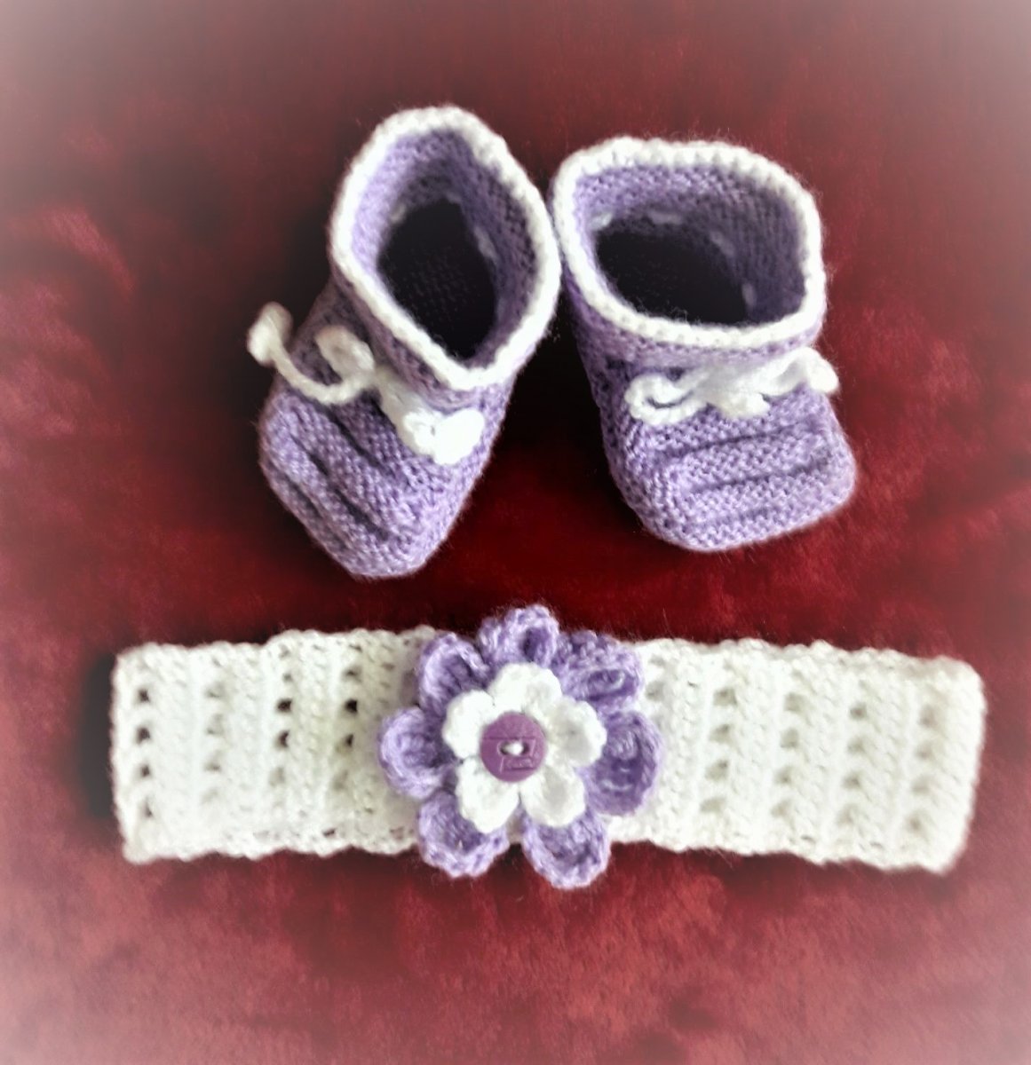 Baby set - čelenka + bačkůrky - fialová