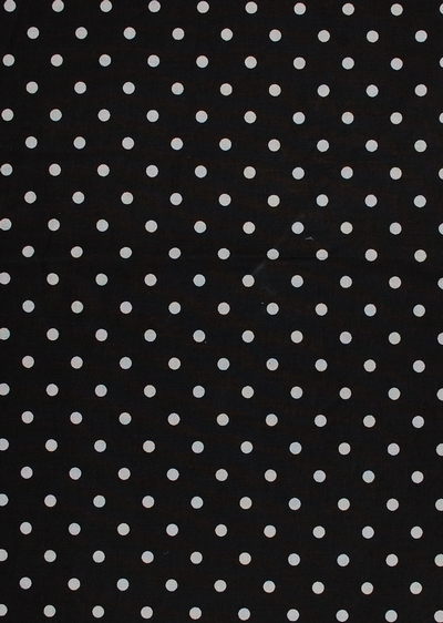 Bavlněná látka JI - metráž - bílý puntík 7mm  na černé - š. 150 cm