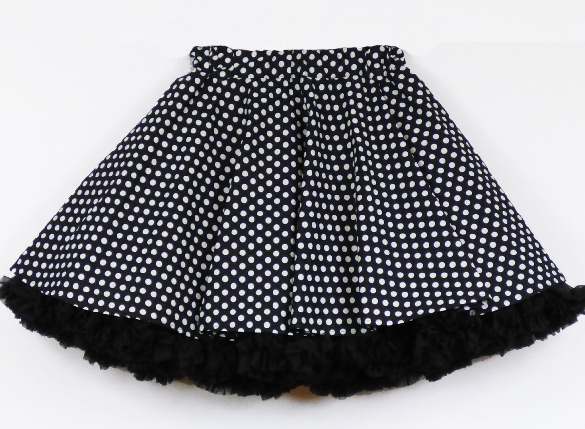 FuFu sukně černý puntík s černou spodničkou