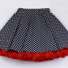 FuFu sukně černý puntík s červenou spodničkou