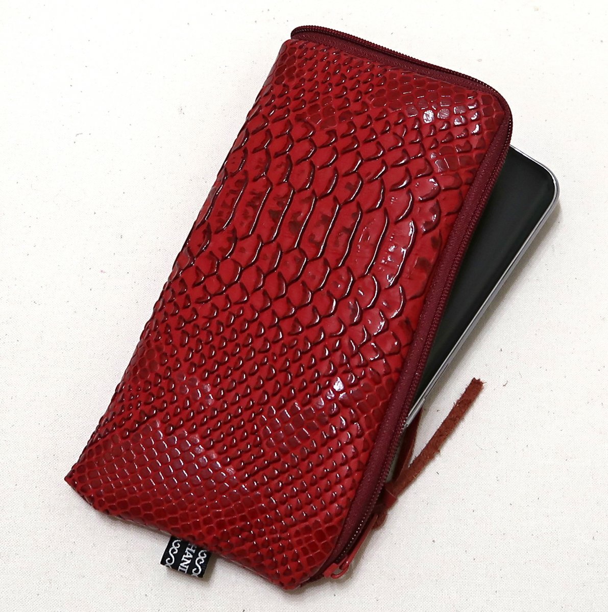 HADÍ KŮŽE ČERVENÁ  - obal na mobil