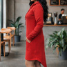 Dámská mikino-tunika s kapucí - červená barva (teplákovina)