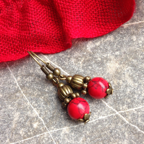 Orient červený - náušnice