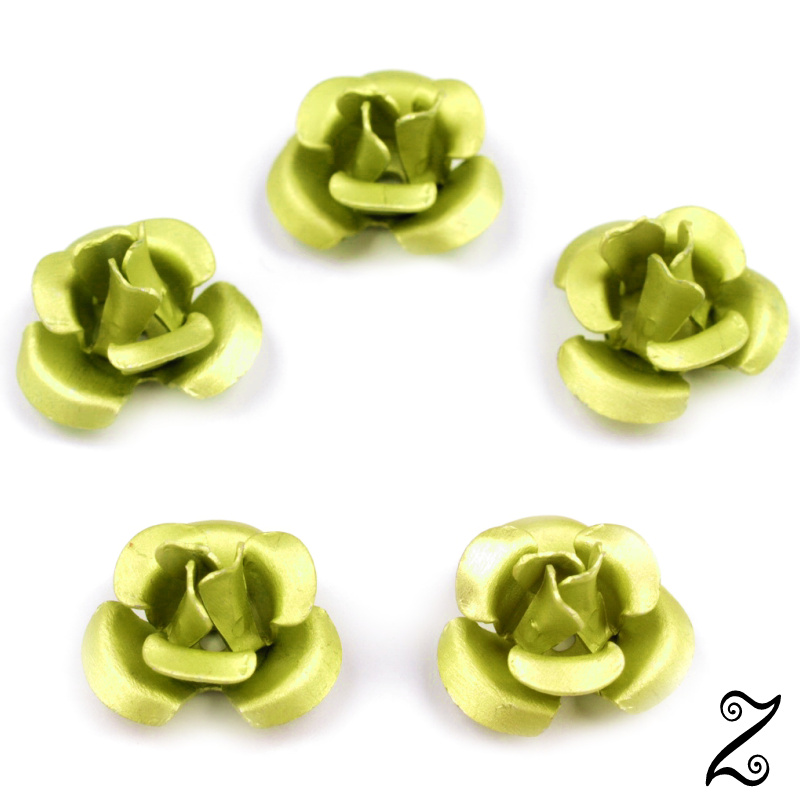 Kovová růžička, zelenkavá, 12 mm (10ks)
