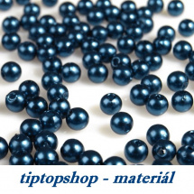 Voskované plast.perličky, tmavě modrá, 4mm (70ks)