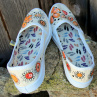 Malované botky elegantní - slonovinová s květy vel. 35-40