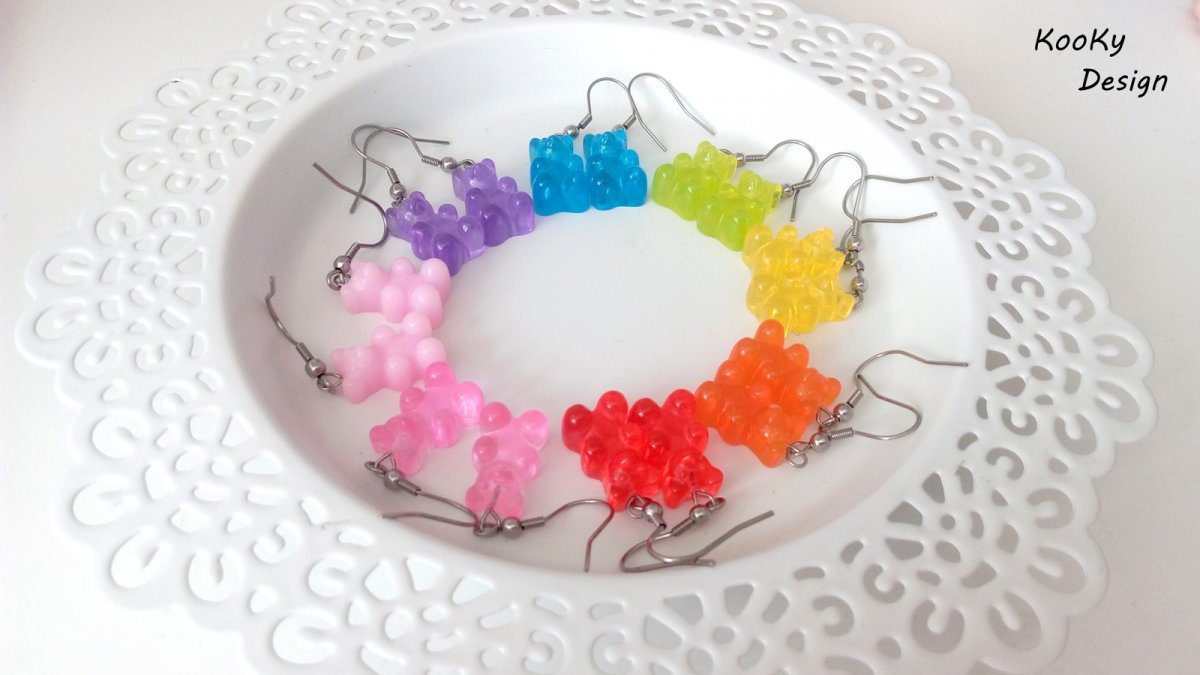 Visací náušnice - gumoví medvídci