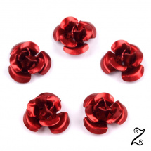 Kovová růžička, červená lesklá, 12 mm (10ks)