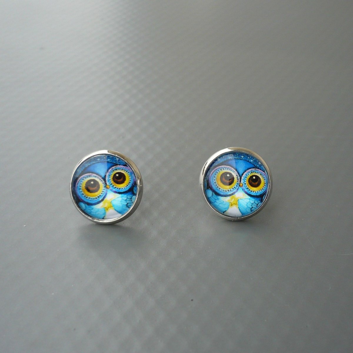 Modré sovičky - náušnice pecky
