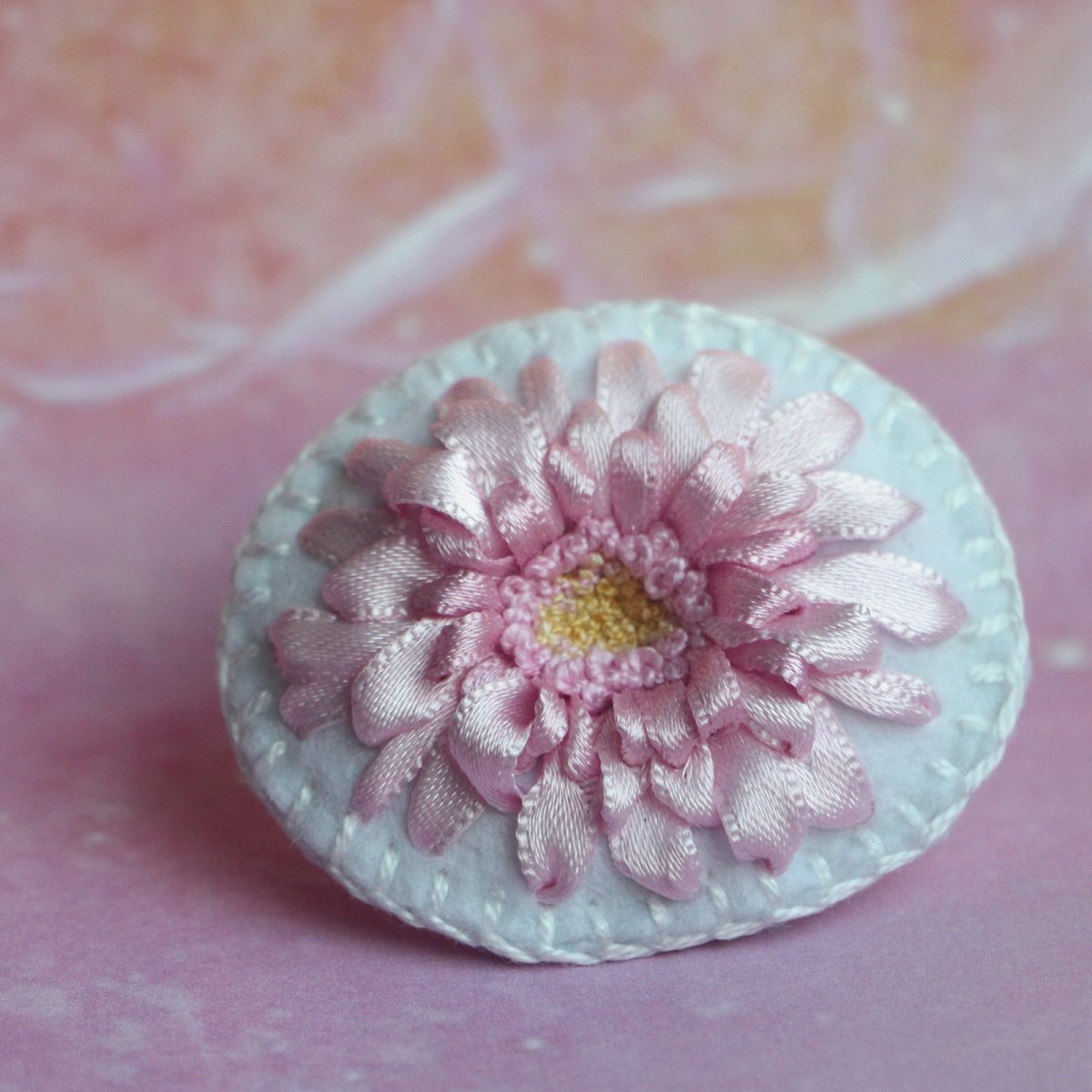 Brož či knoflík "Gerbera růžová"