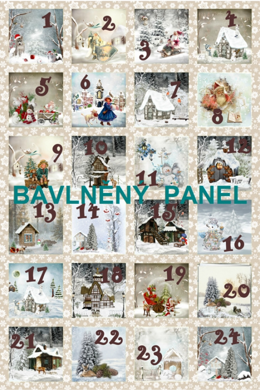 BAVLNĚNÝ PANEL / I NA ADVENTNÍ KALENDÁŘ/ 40X60 cm  AKN1