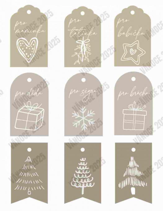 Vánoční jmenovky ke stažení v PDF