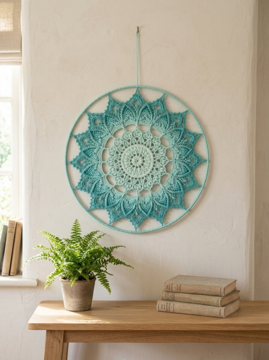 Mandala Tyrkysová hvězda - průměr 45 cm
