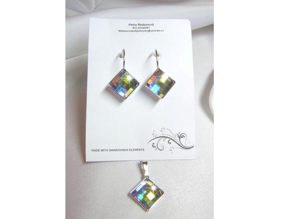SWAROVSKI ELEMENTS náušnice a přívěšek Chessboard  