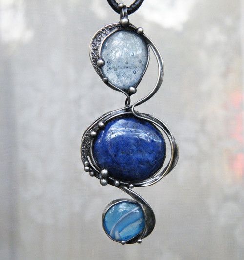 Blue universe...(sodalit, sklo) souprava