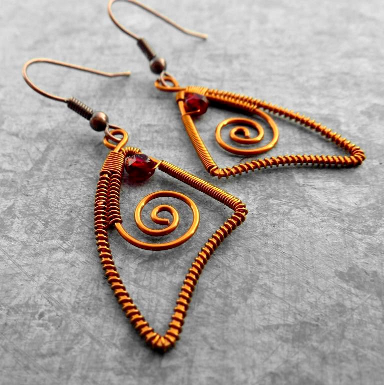 Náušnice - Trojúhelníčky s kapkou krve