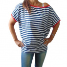 Volné tričko pruhy s červenou S - XL