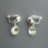 Swarovski čiré kapky s barevným odleskem - klipsy