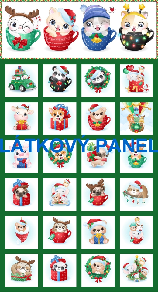 BAVLNĚNÝ PANEL / NA ADVENTNÍ KALENDÁŘ/  33X60 cm  AKN211