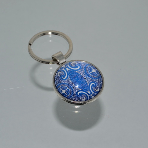 Přívěsek na klíče - modrý vzor (3721)