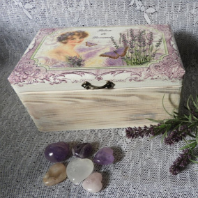 Krabička, truhlička Vintage dáma levandule