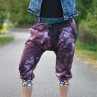 Kalhoty baggy 3/4 bordo batika mozaika