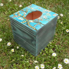 Krabička na kapesníky - krása dřeva tyrkysová
