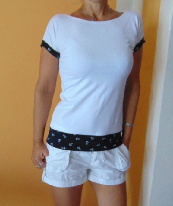 Tričko bílé + kotvičky XS - XXXL 