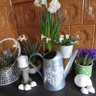 Plechová konvička - bílé srdce