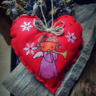 Látkové srdce - vánoční
