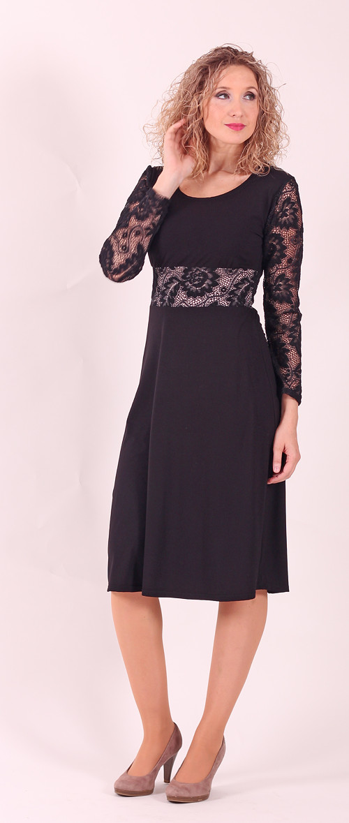 Černé společenské šaty s krajkou